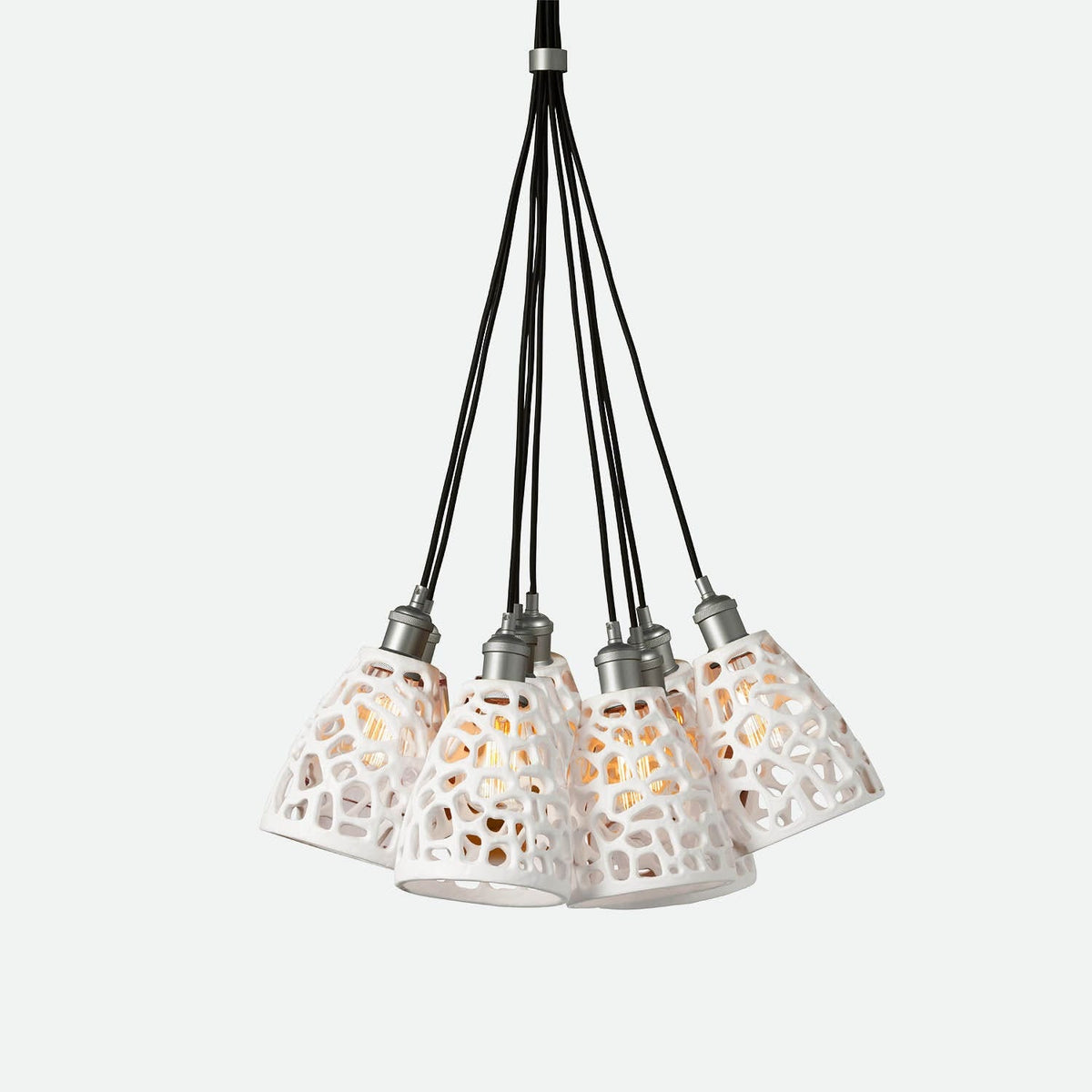 Organic Cutout White Resin Pendant Light / Silver