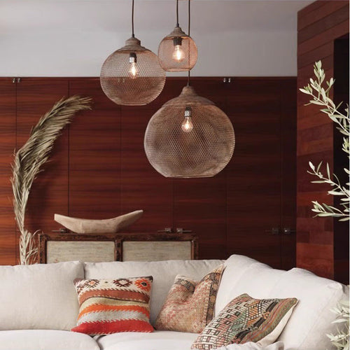 American Industrial Iron Mesh Pendant Light