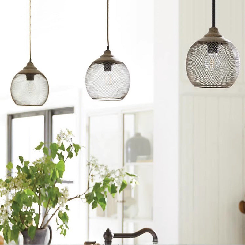 American Industrial Iron Mesh Pendant Light