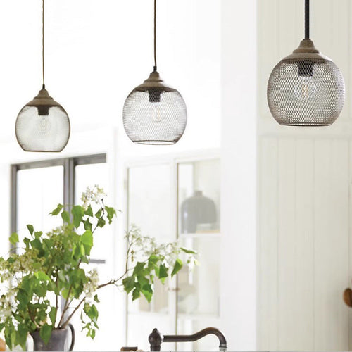 American Industrial Iron Mesh Pendant Light