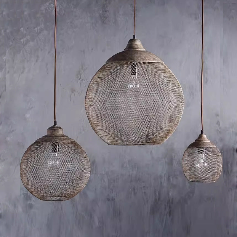 American Industrial Iron Mesh Pendant Light