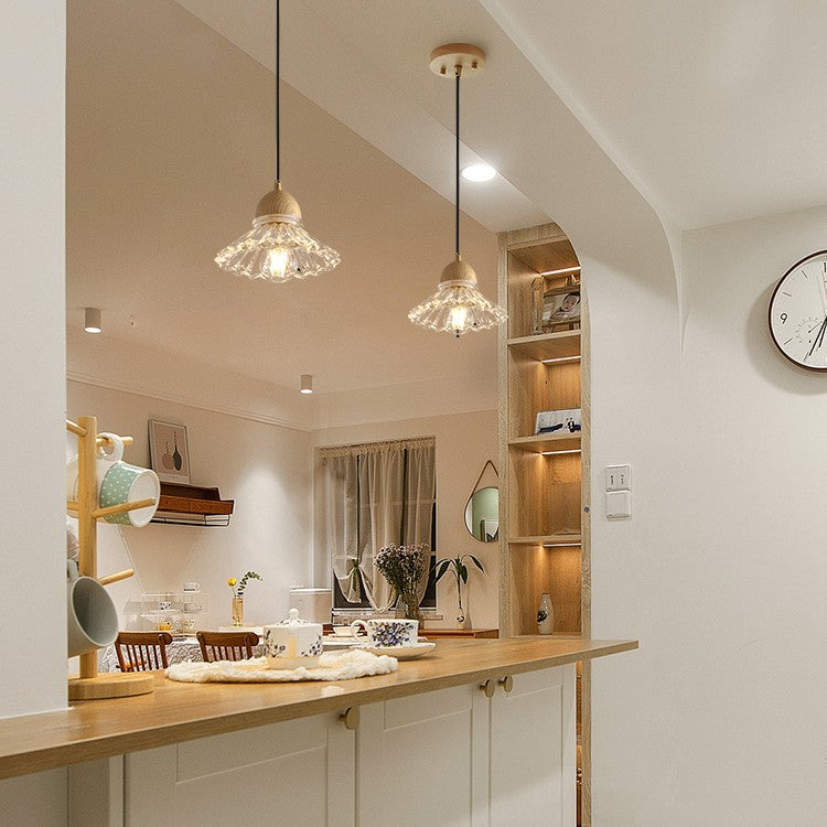 Nordic Solid Wood and Glass Pendant Light