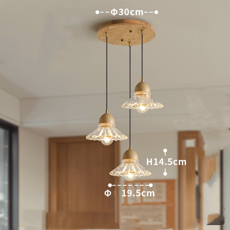 Nordic Solid Wood and Glass Pendant Light