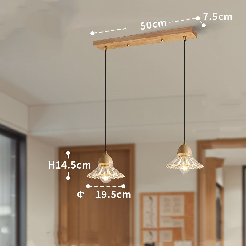 Nordic Solid Wood and Glass Pendant Light