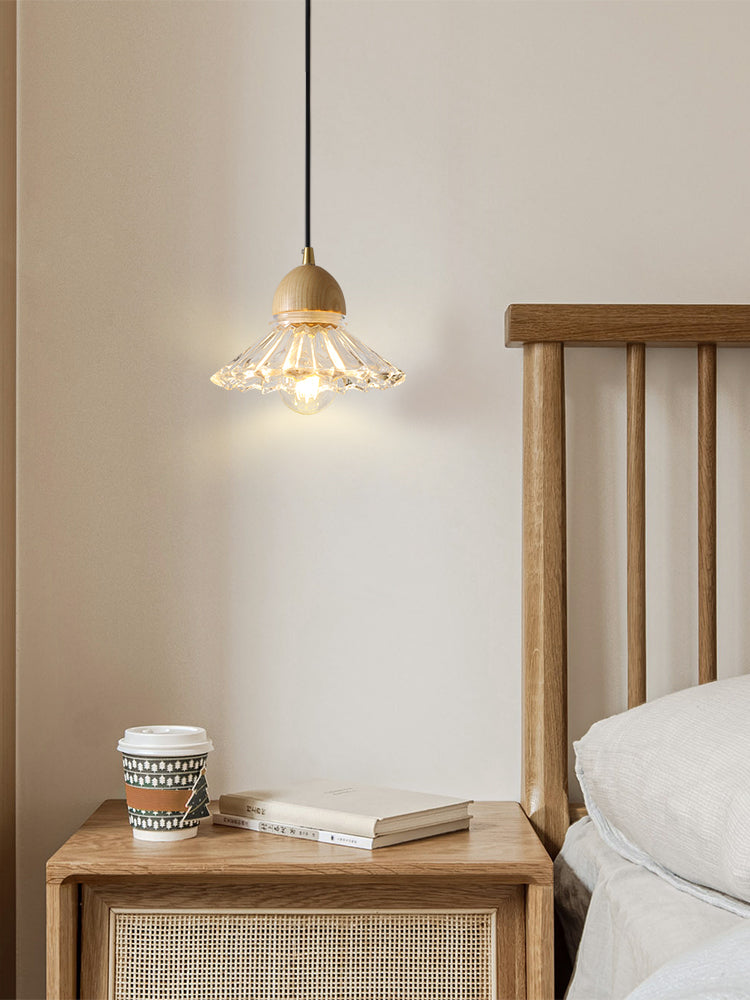 Nordic Solid Wood and Glass Pendant Light