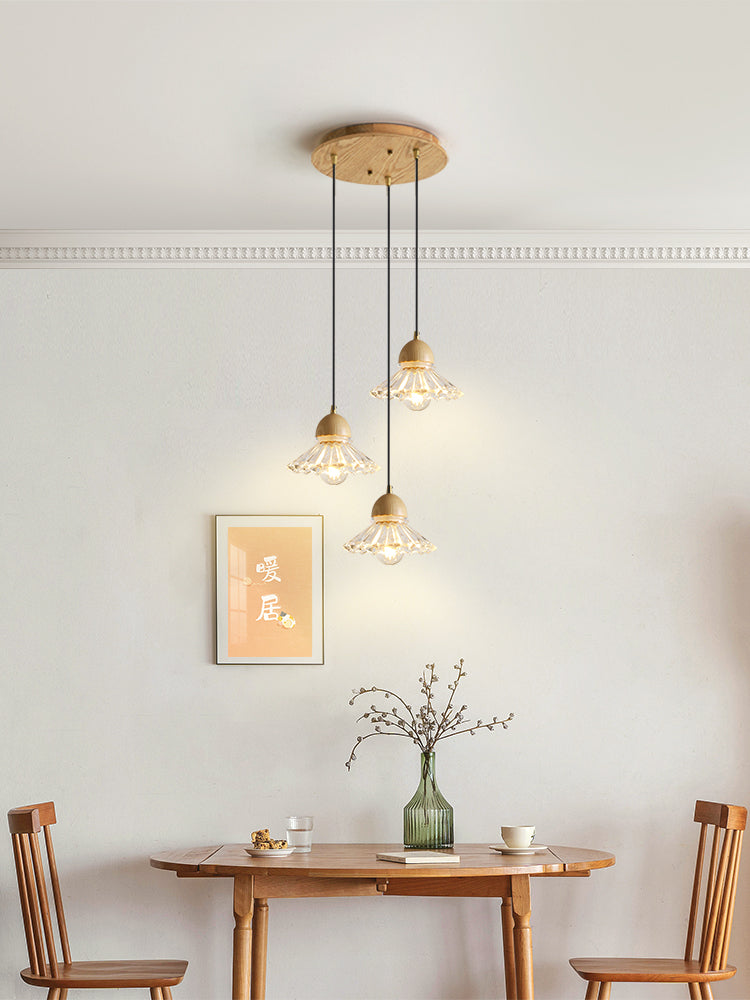 Nordic Solid Wood and Glass Pendant Light