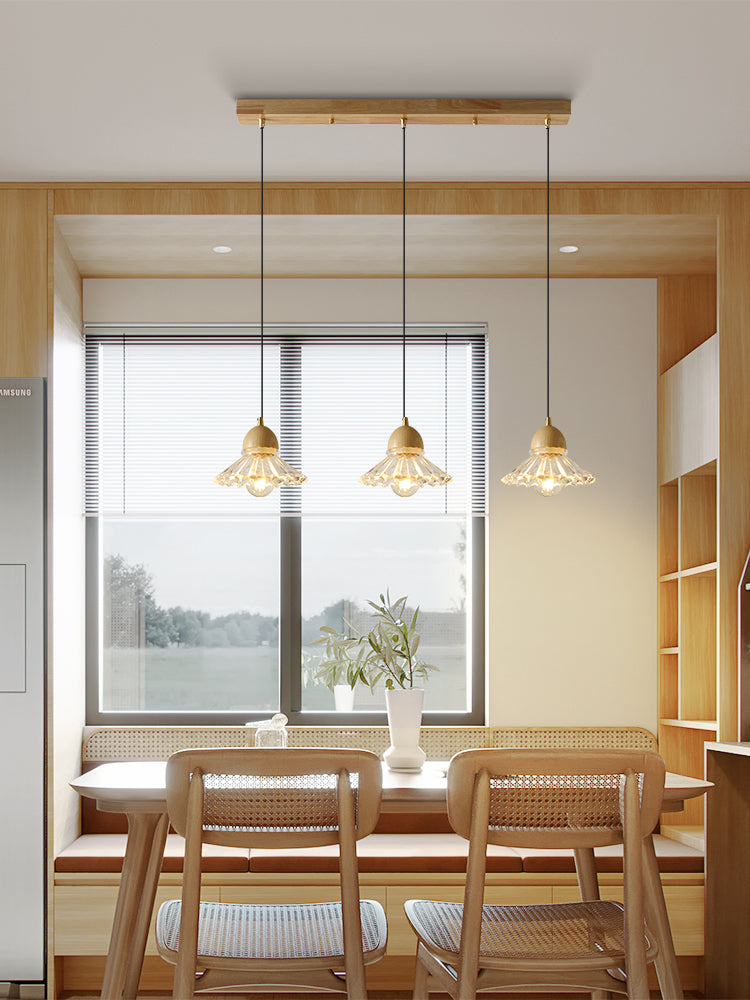 Nordic Solid Wood and Glass Pendant Light