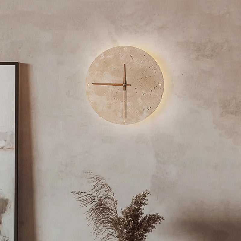 Stone-Effect Clock LED Wall Light / Tricolor Light / B Style
