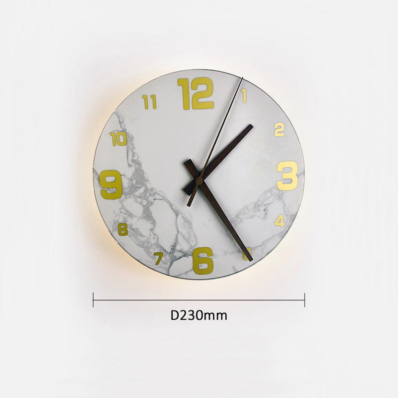 Stone-Effect Clock LED Wall Light / Tricolor Light / E Style Black