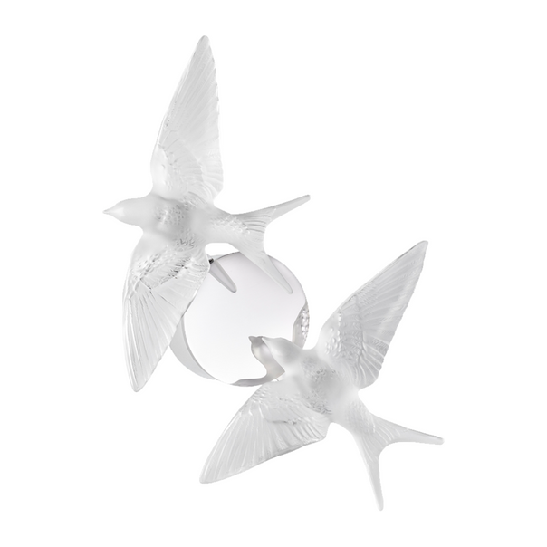 Twin Swallow Crystal Wall Light / Clear Cristal, Chromed Metal