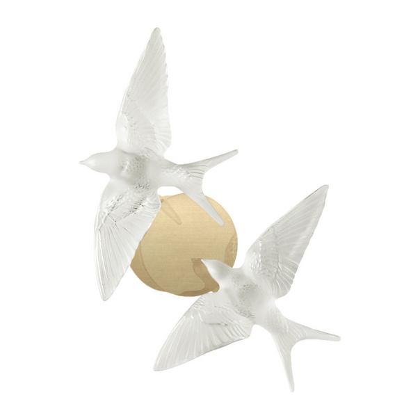 Twin Swallow Crystal Wall Light / Clear Cristal, Satin Gilded Metal