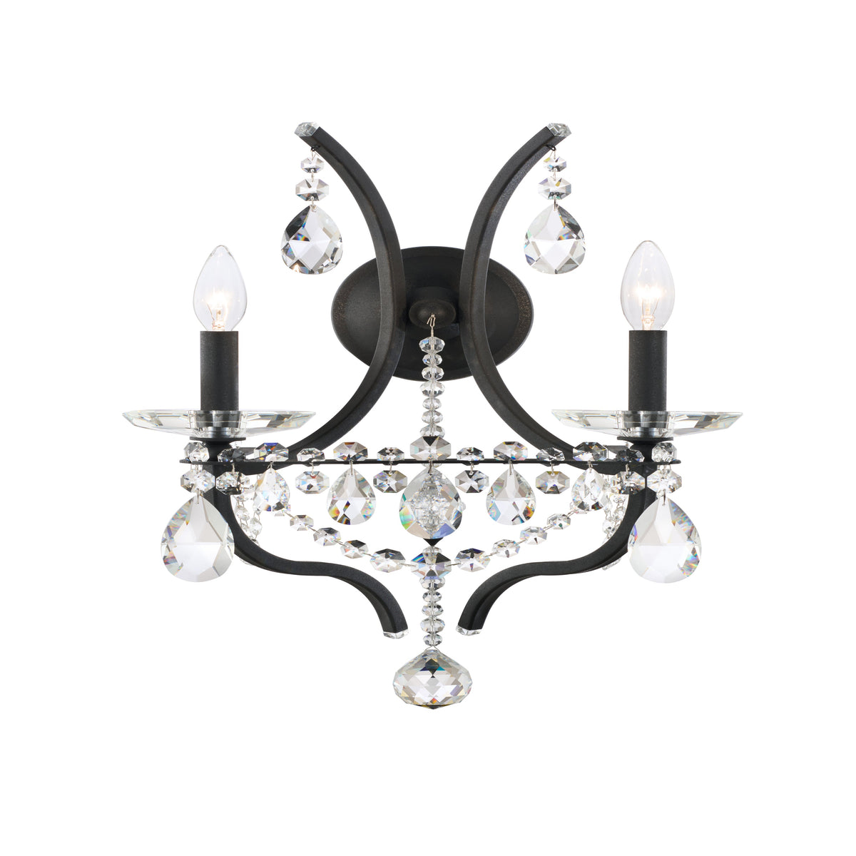Two-Light Crystal Chain Wall Sconce / Heirloom Gold / Heritage Crystal