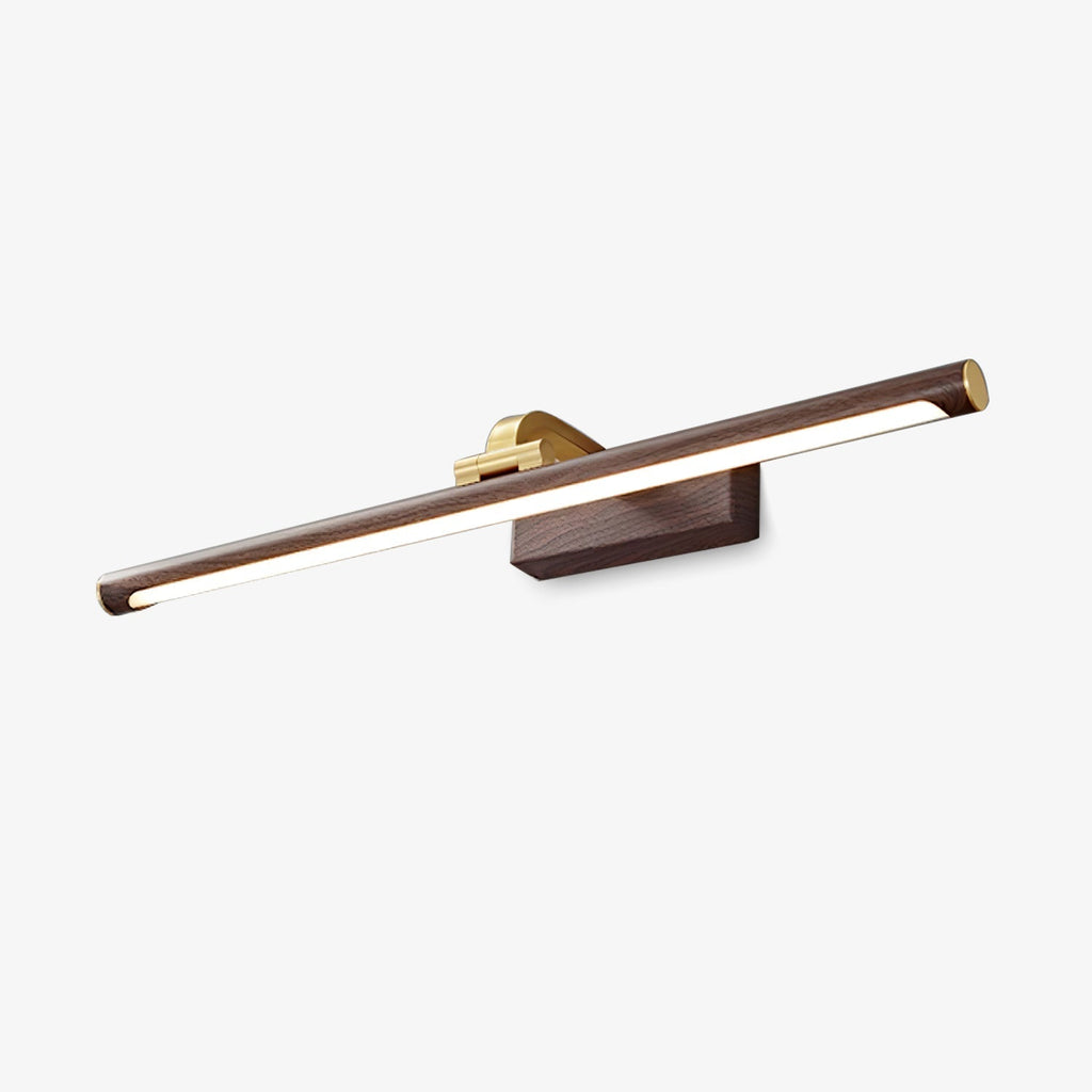Walnut Brass Linear LED Wall Light / ∅ 15.7″ x H 3.3″ / Walnut Color & Warm Light / Single