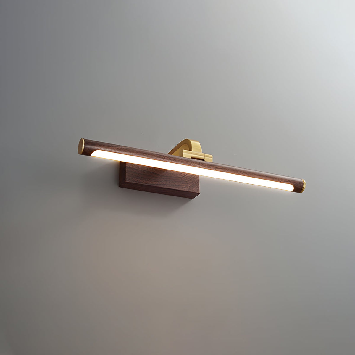 Walnut Brass Linear LED Wall Light