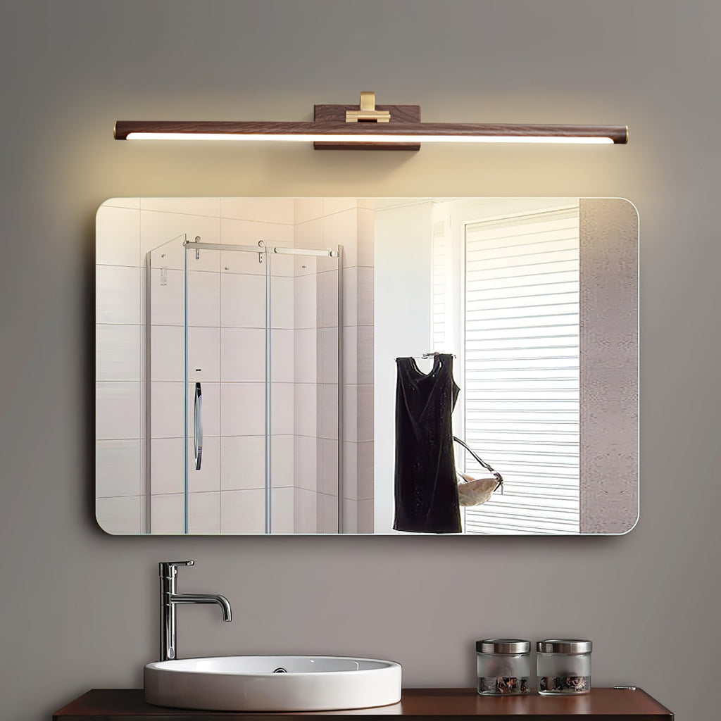 Walnut Brass Linear LED Wall Light / ∅ 15.7″ x H 3.3″ / Brass & Warm Light / Single