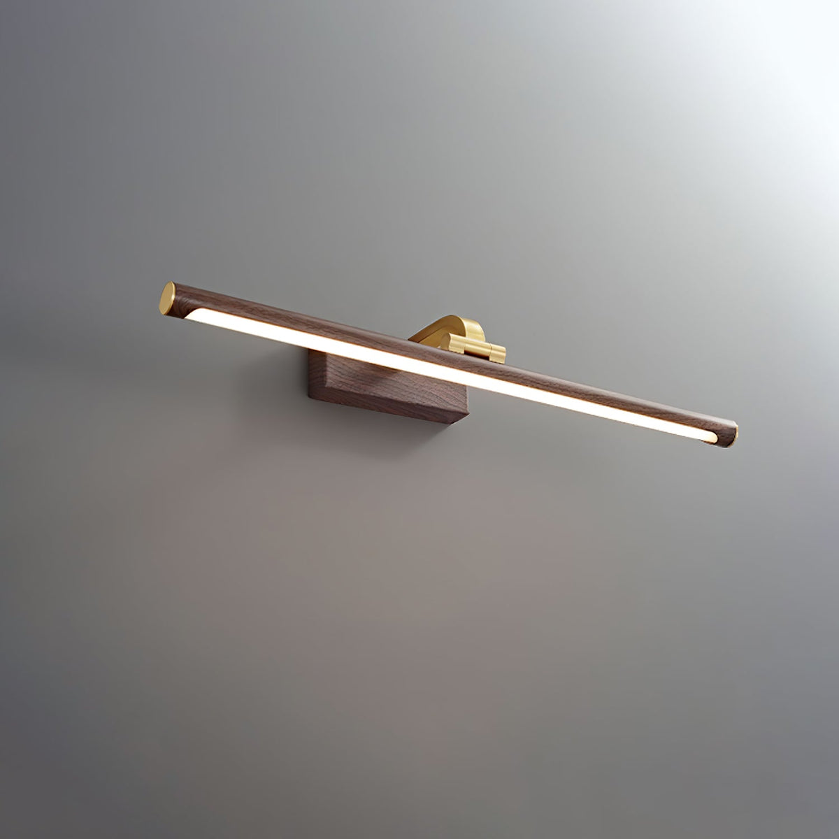 Walnut Brass Linear LED Wall Light