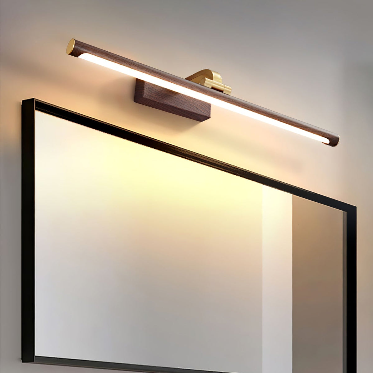 Walnut Brass Linear LED Wall Light / ∅ 21.7″ x H 3.3″ / Brass & Warm Light / Set Of 2
