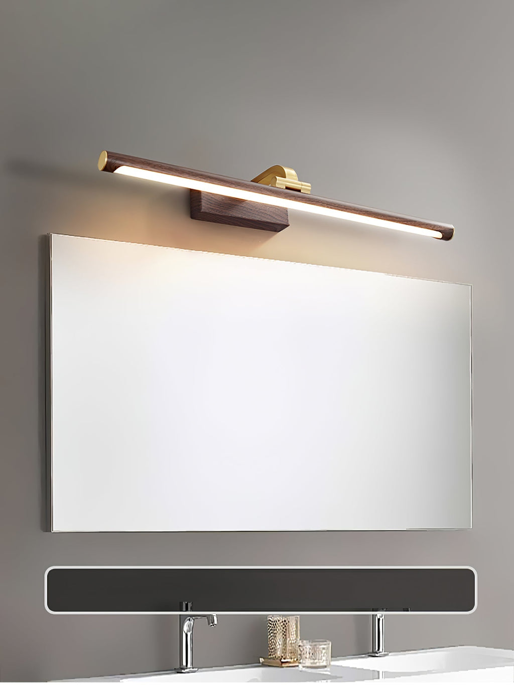 Walnut Brass Linear LED Wall Light
