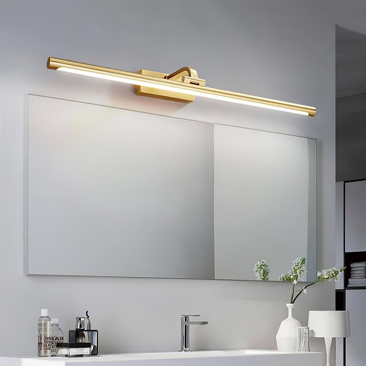 Walnut Brass Linear LED Wall Light