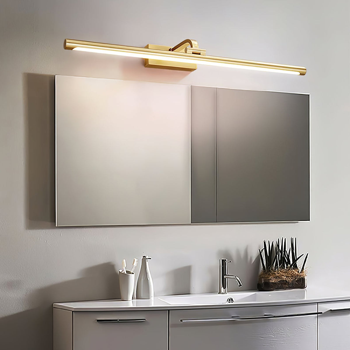 Walnut Brass Linear LED Wall Light